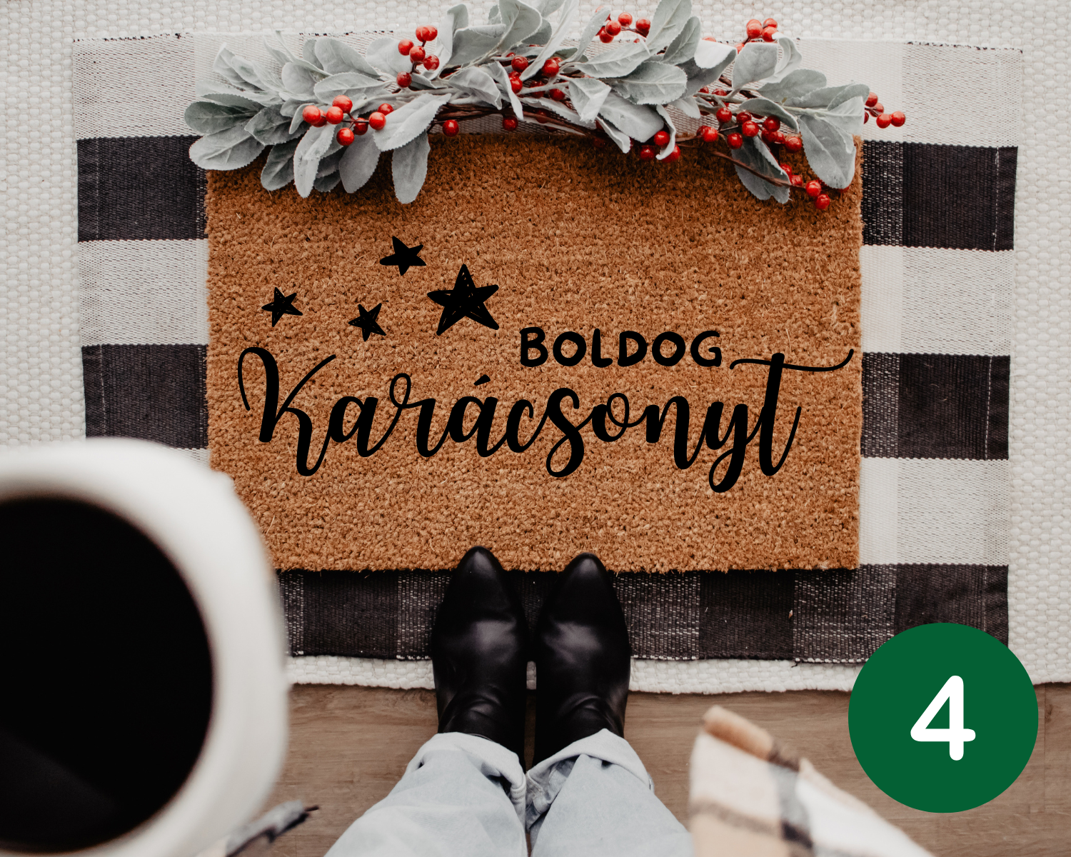 Boldog Karácsonyt csillagokkal lábtörlő